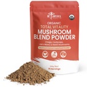 Mélange de Poudre de Champignon Biologique - Reishi 4-en-1, Lion, Manille, Cordyceps et Chaga Mélange de Champignon Extract Complex, Mélange de Champignon Poudre pour Imune Boost & Soutien Cerveau, Ajouter au Café, Thé ou Eau