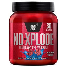 BSN N.O.-XPLODE Pre Workout Powder, Energy Supplement voor mannen en vrouwen met Creatine en Beta-Alanine, Smaak: Blue Raz, 30 Servers