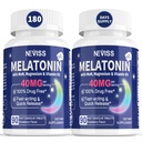 Melatonine 40 mg voor volwassenen - Snel oplossen en kauwen Sublingual Sleep Supplement - Extra sterkte Melatonine met vitamine D3 & MSM, Selenium voor gezondheidsrestcyclus, Deep Zzzs, Sugar-Free, 180 porties