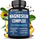 1000mg Magnesium Complex for Women and Men, 12 in 1 Magnesium Supplement with Ashwagandha, Zinc, D3, L-theanine. Easy to Swallow, High Absorption, Sleep Support & Stress Relief (120 Capsules)