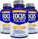 Focus Factor Volwassenen Hersenen en Visie Supplement, 120 Count-Oog Vitamine, Mineral Supplement, Complete Multivitamine met Luteïne & Ze Aquatics Hersen Supplement voor Focus, Concentratie, Geheugen (3 Pk)