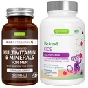 Multivitaminen & mineralen voor mannen + geavanceerde kinderen Multivitamine Gummy Vegan Bundle, met gemethyleerde B-vitaminen, vitamine A, C, D3 & E, Clean Label, 60 tabletten + 90 Berry Flavor Gummies, door Igennus