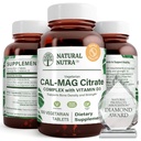 Natuurlijke Nutra Cal-Mag Citrate met vitamine D3,1000/500 mg Complex, Versterk botdichtheid, spier- en nerve gezondheid, helpen behouden gezonde tanden, zeer Biobeschikbaarheid Bronnen, 100 Vegan tabletten