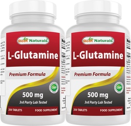 Best Naturals L-Glutamine 500mg, 250 Tablets (250 Count (Pack of 2))
