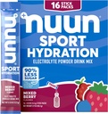 Nuun Sport Electrolyte Powder Packets met Magnesium, Calcium, Kalium, Chloride en Natrium, Hydration Packets voor On-The-Go, Mixed Berry Flavor, Gluten Free & Vegan, 16 Single Servings