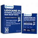 WELMATE - 4% Lidocaïne Numbing Patch - Maximale sterkte - Tijdelijke verlichting van pijn, rug, nek, schouders, knieën, ellebogen, lichte huidirritaties - Topical Analgetic Unscented - 30 ct