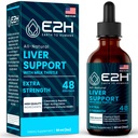 Nettoyer le foie Detox & Repair - supplément de chardon de soutien du foie à base de plantes - supplément de chardon de lait silymarin avec racine de dandelion, pièdre de Chanca, racine de curcuma et extrait d'artichaut - 2 Fl Oz par E2H
