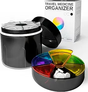 Grote Supplement Organisator Fles - Pillendispenser 2 in 1 - Grote Vitamine houder en draagbare magnetische pil Box met 7 afdelingen Medicatie Opslag Container Sorter met labels Reis Geneeskunde geval