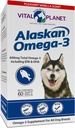 Planète vitale - supplément d'huile de poisson oméga-3 d'Alaska pour les chiens avec 600mg d'oméga-3, élevé en DHA et EPA de poissons d'eau froide capturés sauvagement, 60 softgels de vanille