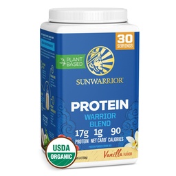 Sunwarrior Vegan Protein Powder Organic Plant-Based Protein | BCAA Amino Acids Hemp Seed Plant Protein | Soy Free Dairy Free Gluten Free Synthetic Free Non-GMO | Vanilla 30 Servings | Warrior Blend