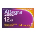 Allegra Adult 12-Hour Allergy Relief Tablets, Non-Drowsy Indoor and Outdoor Allergy Medicine, 60 mg Fexofenadine HCI Antihistamine Pill, 24-Count