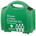 Value Aid HSE Compliant First Aid Kit for Workplace, Home & Car - CE Marked Contents, Double-Clasp Case with Handle - Complete Set for 1-10 People Includes Plasters, Bandages & Medical Supplies