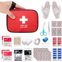HONYAO First Aid Kit 90 Pcs, Small Travel First-Aid Bag, Mini Compact Survival Kit for Travel Car Home Workplace Kids Camping Hiking Motorbike Holiday, Red