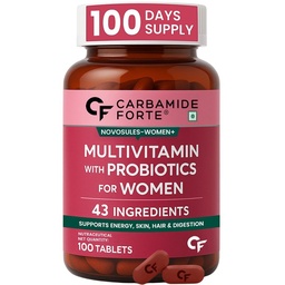 Carbamide Forte Multivitamin Tablets for Women | Multi Vitamin Supplements for Womens With Probiotics | Multivitamin Tablet for Women With 43 Ingredients To Support Energy & Health - 100 Tablets