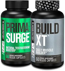 Jacked Factory PRIMASURGE Testosterone Booster for Men (60 Capsules) & Build-XT Daily Muscle Builder & Performance Enhancer | Muscle Building Supplements for Muscular Strength & Growth
