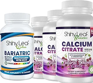 Bariatrische Multivitamine met ijzer Eenmaal daags en Cherry Kauwbare Calcium Citrate voor Post Bariatrische Chirurgie Inclusief Gastric Bypass en Mouw (3 Maanden)