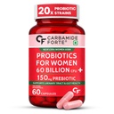 Carbamide Forte Women’s Probiotics Supplement 60 Billion CFU | Gut Health Supplements with Cranberry Extract | Pre & Probiotics Supplement for Gut Health | 60 veg Capsules