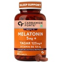 Carbamide Forte Melatonin 5mg Sleep Tablets – Sleeping Pills with 125mg Tagar & Vitamin B6 for Deep Sleep, Restful Nights, and Effective Sleep Dose | for Women & Men – 60 Veg Tablets
