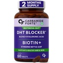 Carbamide Forte DHT Blocker with Biotin Tablets for Hair growth | Biotin Supplement with Bhringraj & Hyaluronic Acid | DHT Blocker Tablet supports Hair Growth, Scalp & Skin Health for Men & Women | 60 Tablets