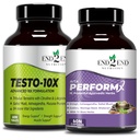 End2End Nutrition Testo-10X and PerformX Natural Testosterone Booster Supplement for Men | Shilajit, Gokhru, Ashwagandha, Safed Musli | Strength, Stamina & Performance - (Combo Pack) 120N