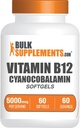 BulkSupplements.com Vitamine B12 5000 mcg Softgels - comme Cyanocobalamine, Vitamine B12 Suppléments, pour le soutien énergétique - Sans gluten, 1 Softgel par portion, 60 Compte (paquet de 1)