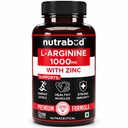 Nutrabud L-Arginine 1000 mg - 120 Tablets - Fuels Muscle Growth, Boosts Nitric Oxide Production (120 Count (Pack of 1), Unflavoured)