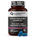 Carbamide Forte Vitamin B12 1500mcg with Vitamin D3 | Vitamin B12 Supplements for Men & Women | Methylcobalamin 1500 mcg with Vitamin D Tablets - 60 Tablets