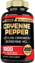 Cayenne Pepper Capsules with Turmeric Curcumin Root, Berberine HCl, Ceylon Cinnamon Bark & More - 200 Capsules - Support Digestion Health, Immuun System & Body Balance