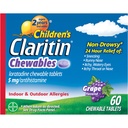 Kinderen Claritin Kauwtabletten 24 HR Kinderen Allergie Geneeskunde, Grape, 60 Graaf
