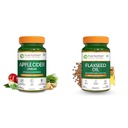 Pure Nutrition Apple Cider Vinegar with Wheat Grass & Spirulina for Enhanced Wellness | Rich in An | Pure Nutrition Flaxseed Oil Omega 3 6 9-120 Capsules (1000mg) | Plant Based Veg Omega 3 Supplement