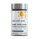 Decode Age DAKE 5000 IU Vitamin D3 K2 Supplement with Vitamins E and A in MCT Oil, Vegan Capsules, for Bone, Immune, Heart and Vision Support, 1 Month Supply