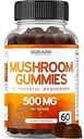 Gommies de Champignons 10 en 1 Mélange (60 Gommies avec Manille de Lions, Cordyceps, Reishi et plus de champignons fonctionnels) Focus & Cerveau Gummy Supplément de Champignons - Vegan Safe & Third Party Tested - USA Made