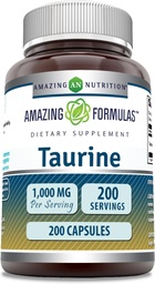 Verbazingwekkende Formules Taurine 1000 Mg per Serving 200 Capsules Amino Acid Supplement 