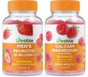 Lifeable Men's Probiotic 10 Miljard + Calcium Magnesium, Gummies Bundle - Grote Proeverij, Vitamine Supplement, Glutenvrij, GGO vrij, Kauwbare Gummy