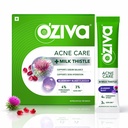 OZiva Acne Care + Milk Thistle | Acne Supplements with Pomegranate Extract for Sebum Balance & Skin Hydration | Soothes Skin Inflammation with Milk Thistle | Blueberry Flavour | 30 Sachets