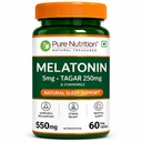 Pure Nutrition Melatonin 5mg Sleep Tablets – Sleeping Pills | Sleep Supplement for Men & Women with L theanine, Tagar & Vitamin B6 for Deep Sleep, Restful Nights, and Effective Sleep Dose – 60 Veg Tablets