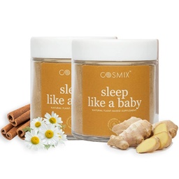Cosmix Sleep Like A Baby | For Restorative Sleep & Relaxation | Non Adictive & Non Habit Forming & 100% Natural Melatonin Support | Golden Latte Blend with Chamomile & Jatamanshi | 50g (50 servings)
