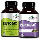End2End Nutrition Testo-10X and PerformX Natural Testosterone Booster Supplement for Men with Shilajit, Tribulus, Ashwagandha, Safed Musli | Strength, Stamina and Performance (Combo Pack) - 30x2 N
