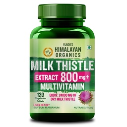 Vlado's Himalayan Organics Milk Thistle 800mg Extract (30:1) | Liver Detox & Cleanse Supplement with 80% Silymarin | Supports Fatty Liver, Liver Health, Cholesterol & Metabolism | Natural Liver Support for Men & Women | 120 Vegetarian Tablets