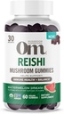 Om Mushroom Superfood Reishi Gummies, USA Groeide Biologische Paddenstoelen, Ondersteunt Immune Health, Balance, & Stress, 60 Tellen, 30 Serves Gummy Supplementen