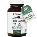 PRISTINE'S N-Acetyl L-Cysteine (NAC) 600MG 60 Day Supply Supplement Capsules - Glutathion & Liver Detox Support - Potent Antioxidant - Veganistisch, Glutenvrij, Niet GGO-glasfles