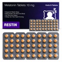 RESTIN Sleep Melatonin Tablets 10 mg for Men & Women | Oral Dissolving Mini Mints | Effervescent Tablets for Night-Time Routine | 50 Tablets (10 x 5 Tablets)