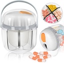 Pillendoos, PillenOrganisator voor Travel Cute Medicine Organizer NO-BPA Vocht Proof Medicine Container voor Vitaminen, Visolie, Supplementen (White)
