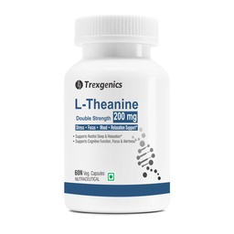 Trexgenics L-THEANINE 200 mg, Double strength Stress, Focus, Mood, Relaxation Support (60 Veg Capsules)