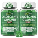 Chlorofyl Gummies, Super Green 18-IN-1 met Organische Chlorella Spirulina, Tarwegras, Magnesium, Prebiotic Fiber for Internal Deodorant*, Comfort Digestie, Metabolisme, Immune, Fresh Body Odor, 2Packs