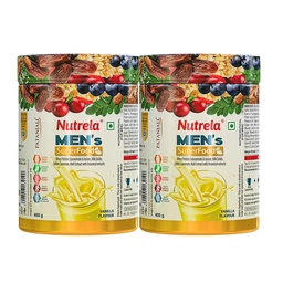 NUTRELA Men Superfoods With Whey Protein Powder - 400g, Vanilla Flavor | Everyday Fitness with Biofermented Multivitamins & Whey Protein to support in Bone & Joints Health, Muscle | Pack of 2