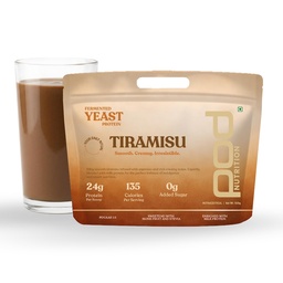 Fermented Yeast & Milk Protein Powder | Tiramisu Flavor with Real Coffee | 24g Protein, 135 Calories, Gut-Friendly | Sweetened with Stevia & Monk Fruit | No Bloating | 500g