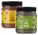 GreenFinity Healthy Seeds Combo - Flax and Chia Seeds | Rich in Omega-3, Dietary Fibre, and Antioxidants | Raw Seeds for Weight Loss, Immunity Booster, Digestion, Salads, Snacks, Smoothies (300g Each)