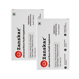 Zanskar Advanced Bone Health Tablet (60 Tablets) | Calcium, Vitamin D3, Vitamin K2, Collagen, Magnesium & Zinc (1200mg) | 100% Veg | Bone Health and Joint Support