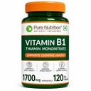 Pure Nutrition Vitamin B1 Supplements (Thiamine Mononitrate) 1700 mcg | B1 Vitamin Thiamine Supplements Supports Energy, Brain, Heart & Muscle Health – 120 Veg Capsules